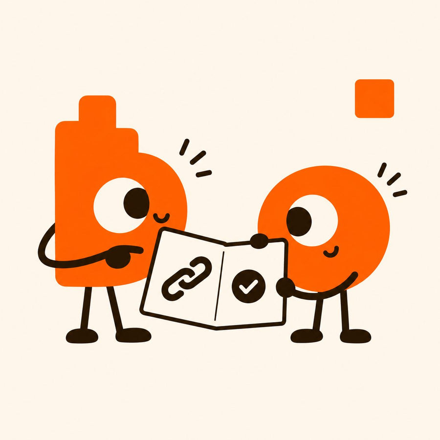 ToyNoble b and o mascots holding a link card with a check mark