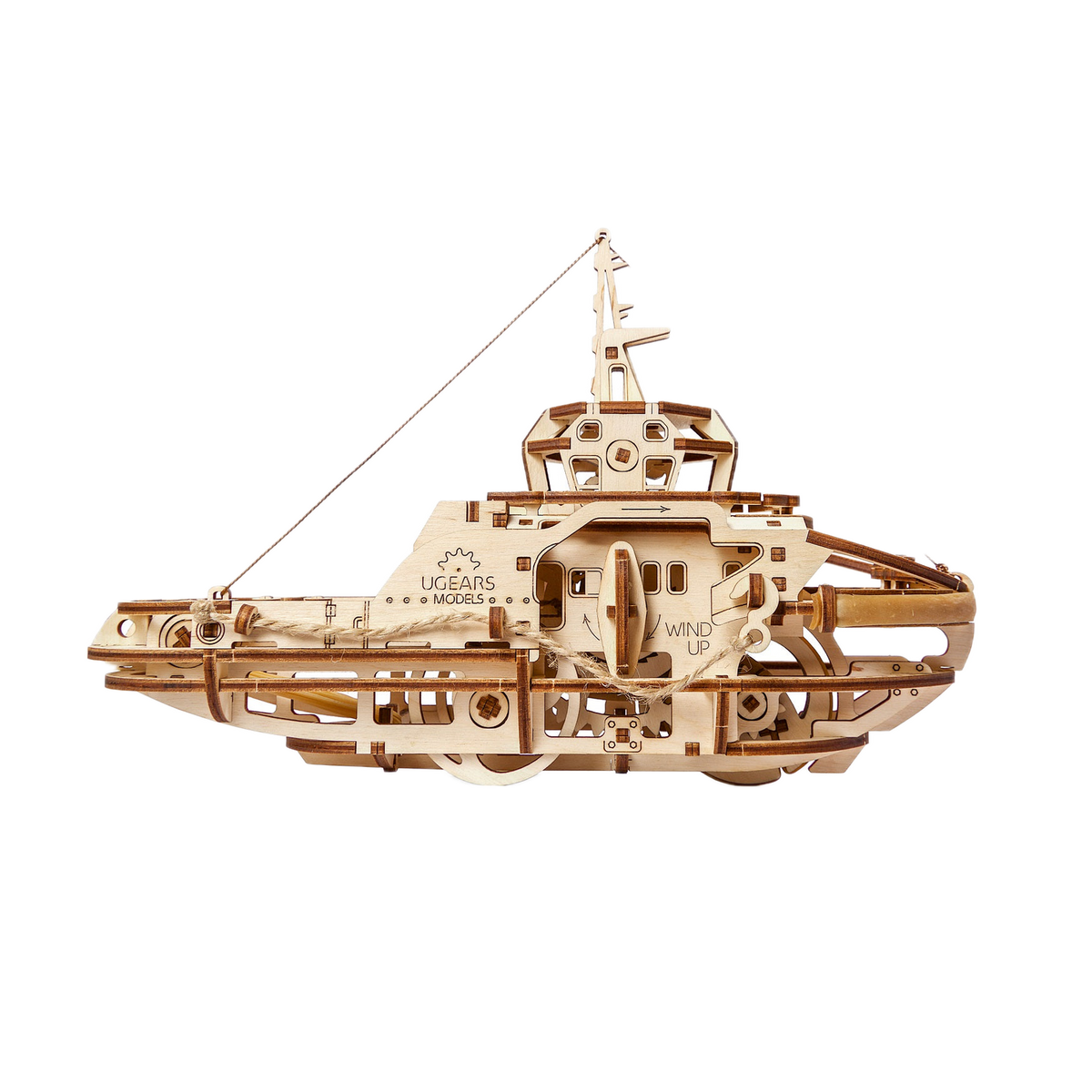 UGears Tugboat Mechanical Model Kit, side