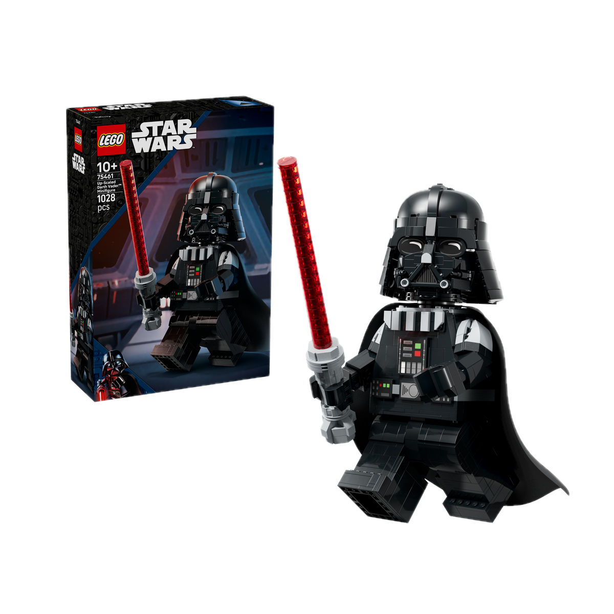 LEGO Star Wars Up-Scaled Darth Vader Minifigure 75461, box and build