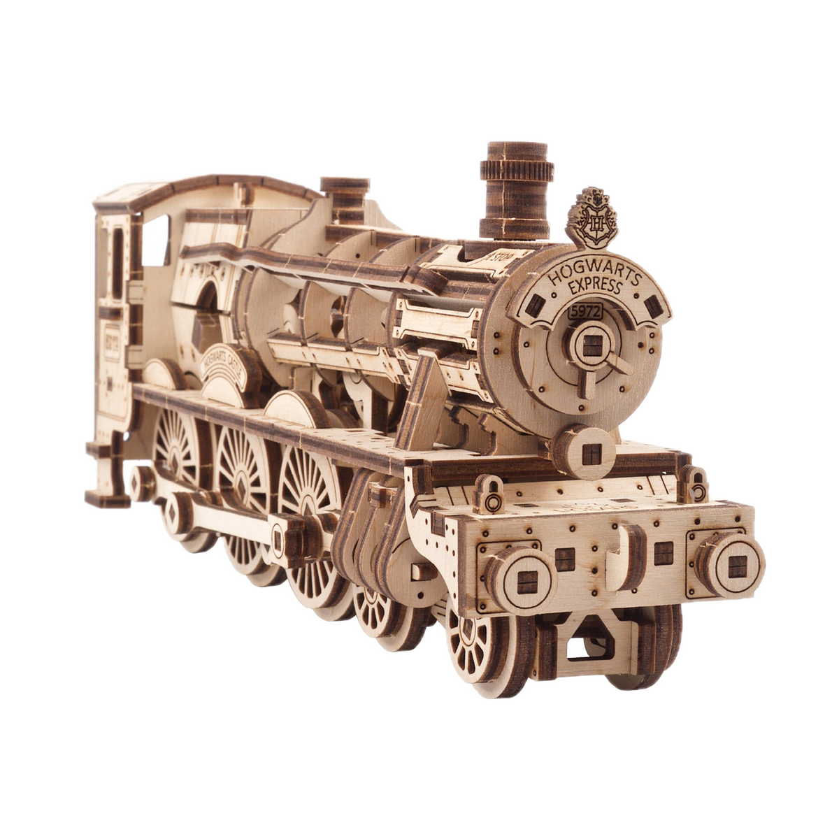UGears Harry Potter Hogwarts Express Mechanical Model Kit, locomotive, front 3/4