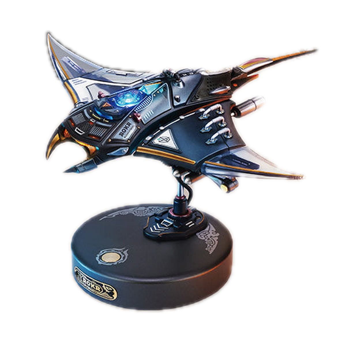 ROKR Manta Ray Mechanical 3D Puzzle Kit MI06, front 3/4, from box art