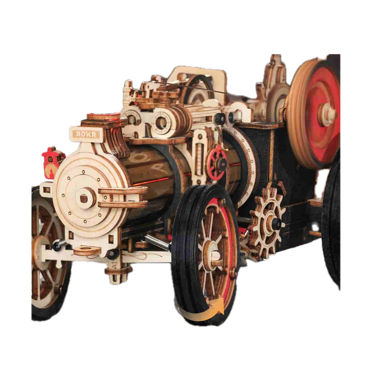 ROKR Steam Engine Mechanical 3D Wooden Puzzle LKA01, engine detail