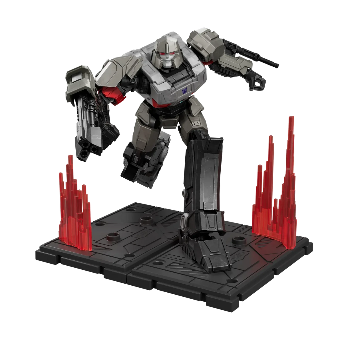 Blokees Transformers Classic Class 12 Megatron (Transformers One), on stand with effects