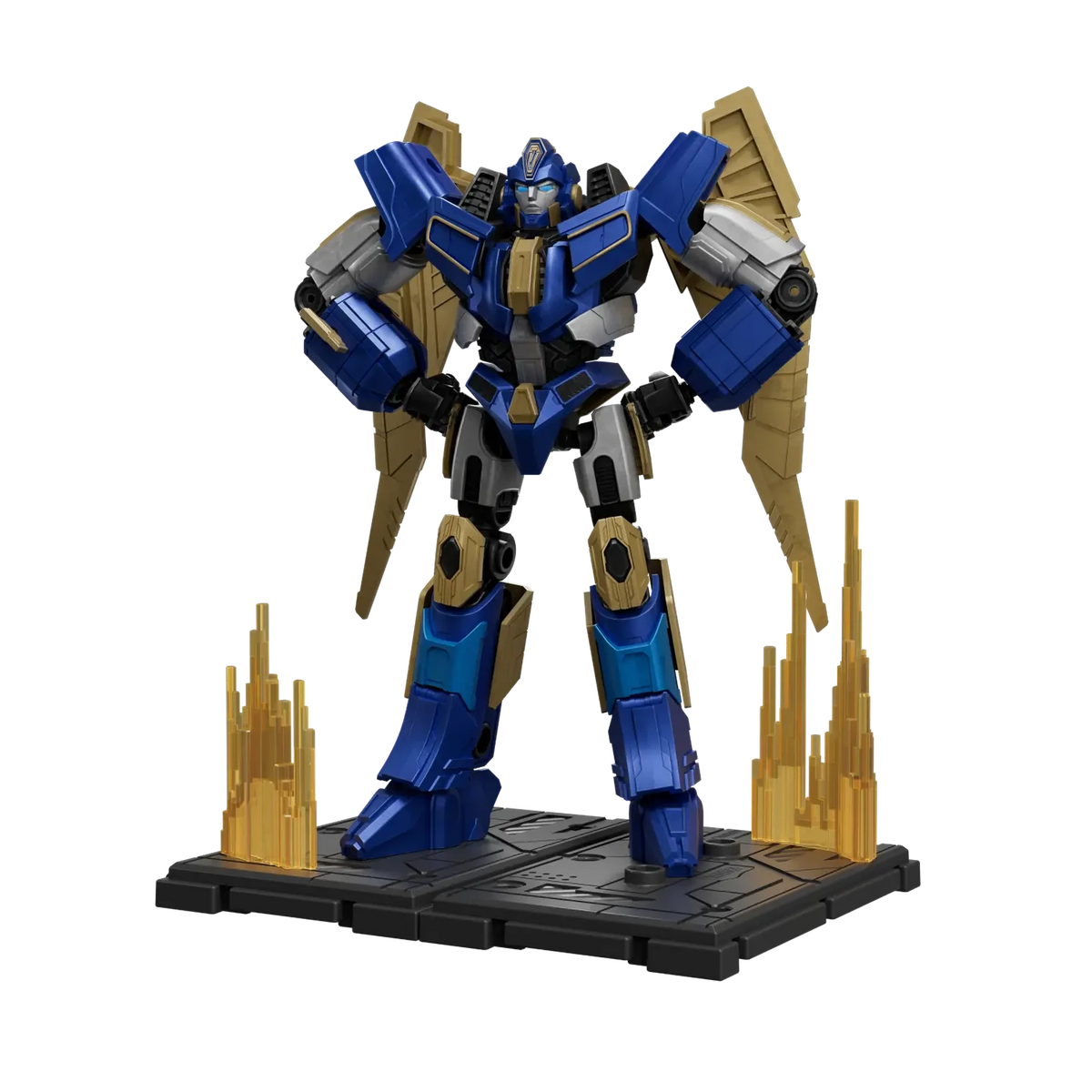 Blokees Transformers Classic Class 14 Sentinel Prime (Transformers One), on stand with effects