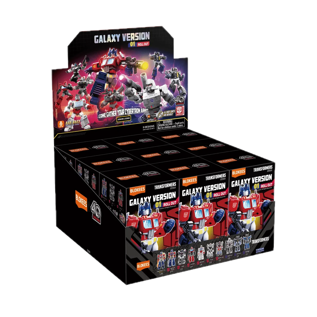 Blokees Transformers Galaxy Version 01 Roll Out, display case of boxes