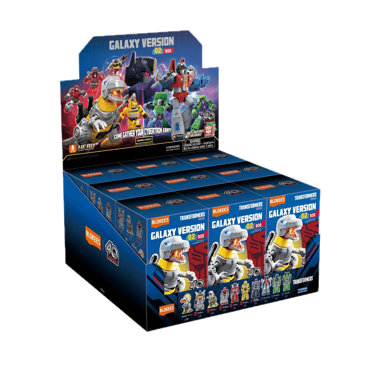 Blokees Transformers Galaxy Version 02 SOS, display case of boxes