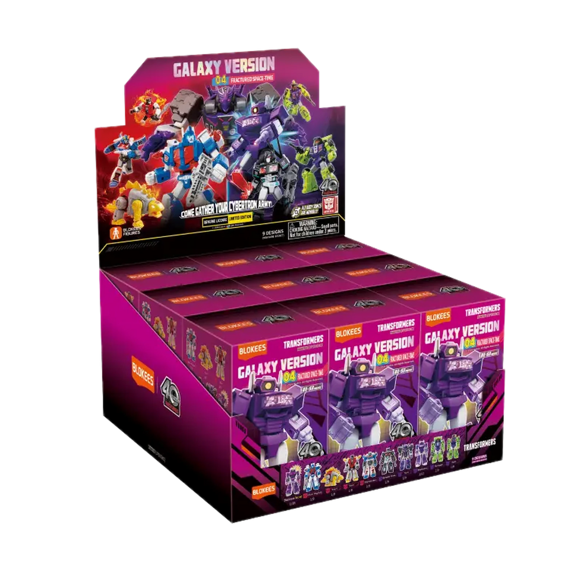 Blokees Transformers Galaxy Version 04 Fractured Space-Time, display case of boxes