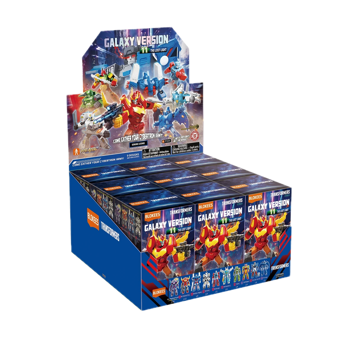 Blokees Transformers Galaxy Version 11 The Lost Light, display case of boxes