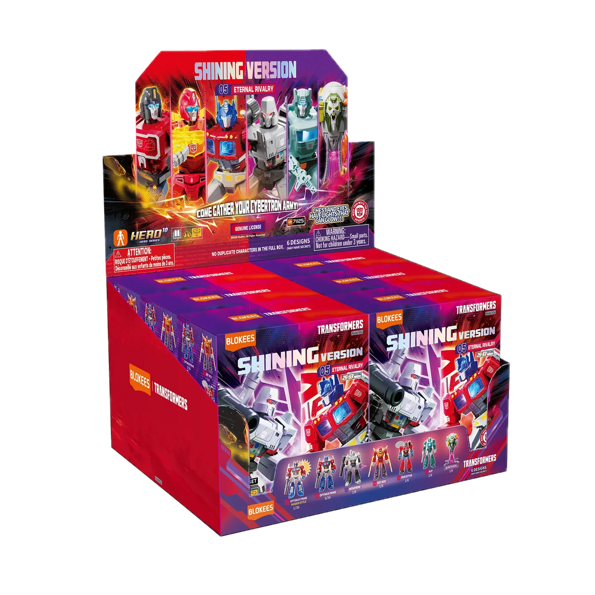 Blokees Transformers Shining Version 05 Eternal Rivalry, display case of boxes