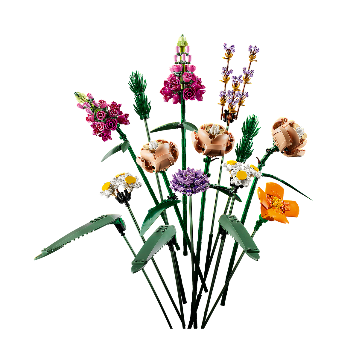 LEGO Flower Bouquet 10280, flowers fanned out in a wide arrangement