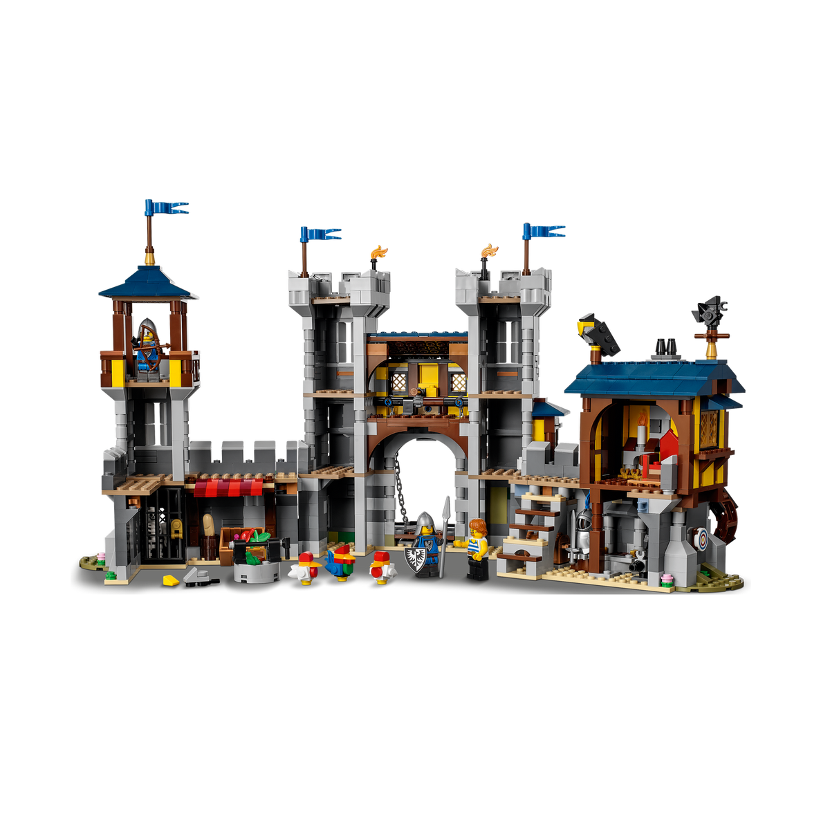 LEGO Medieval Castle 31120, castle seen from the back, showing the rooms inside