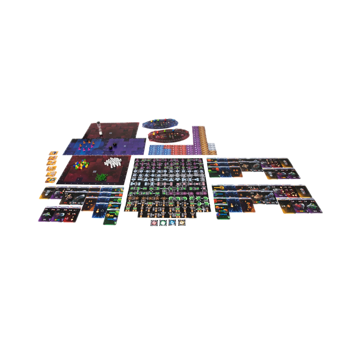Czech Games Edition Galaxy Trucker, all components laid out