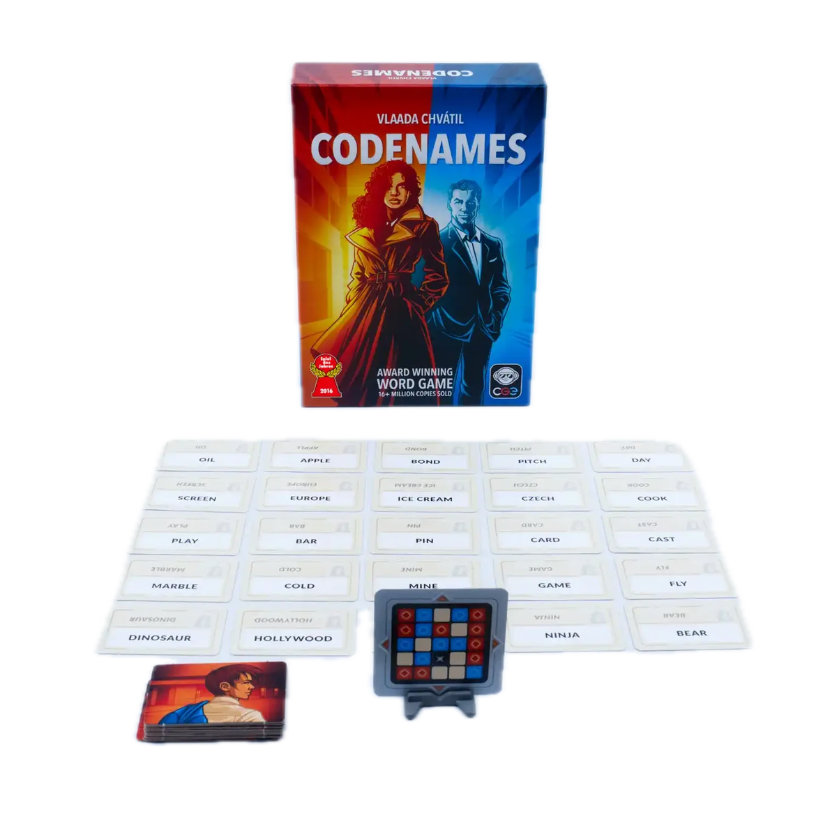 Czech Games Edition Codenames, word grid and tiles