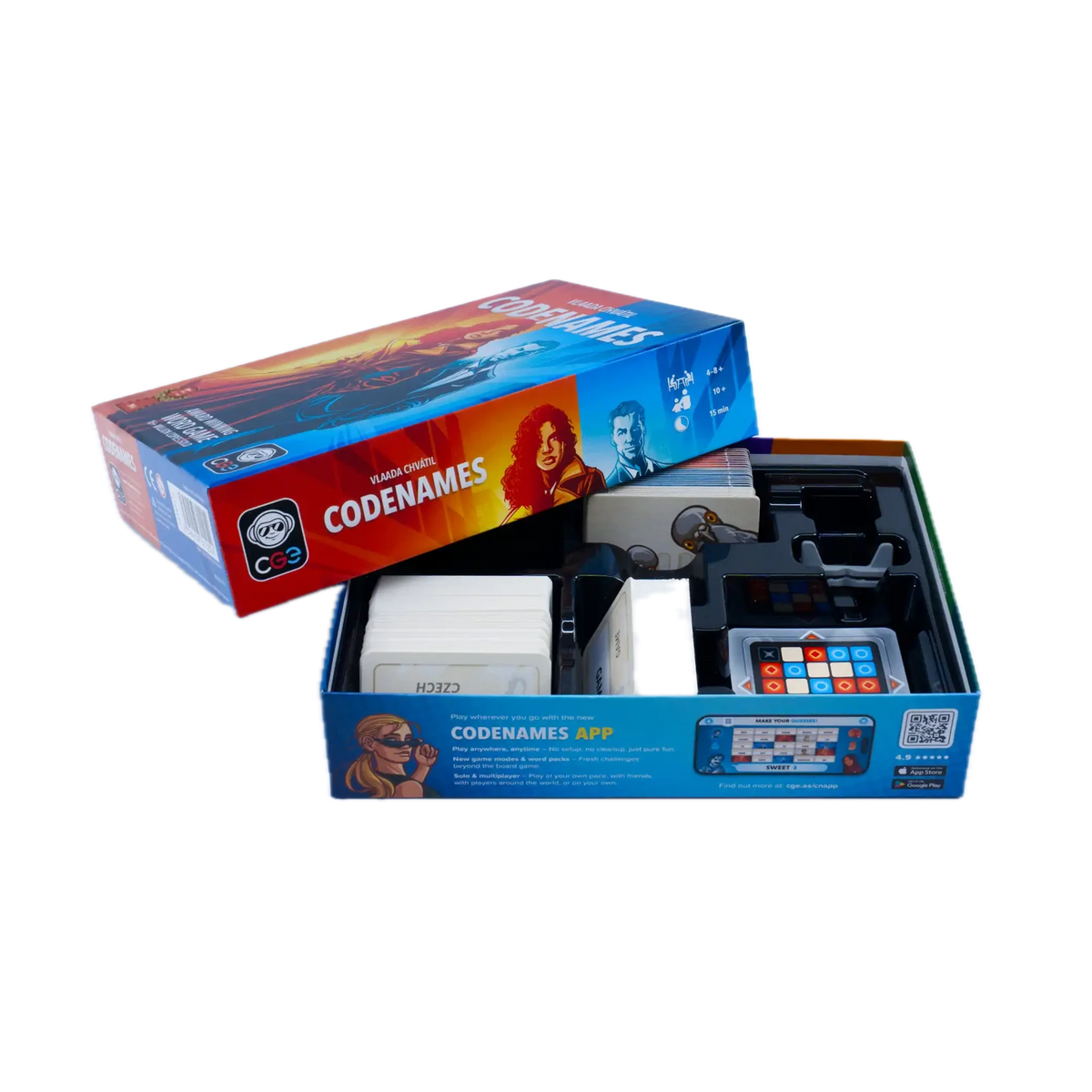 Czech Games Edition Codenames, open box with insert
