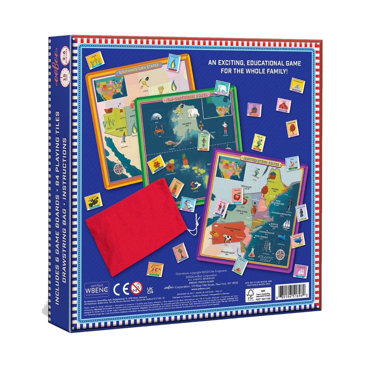 eeBoo USA Geography Bingo, box back