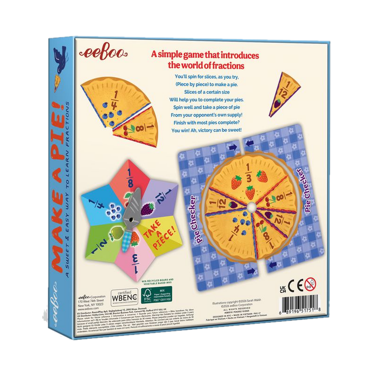 eeBoo Make a Pie Fraction Game, box back