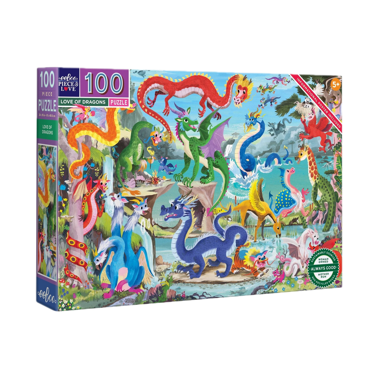 eeBoo Love of Dragons 100 Piece Puzzle PZH577