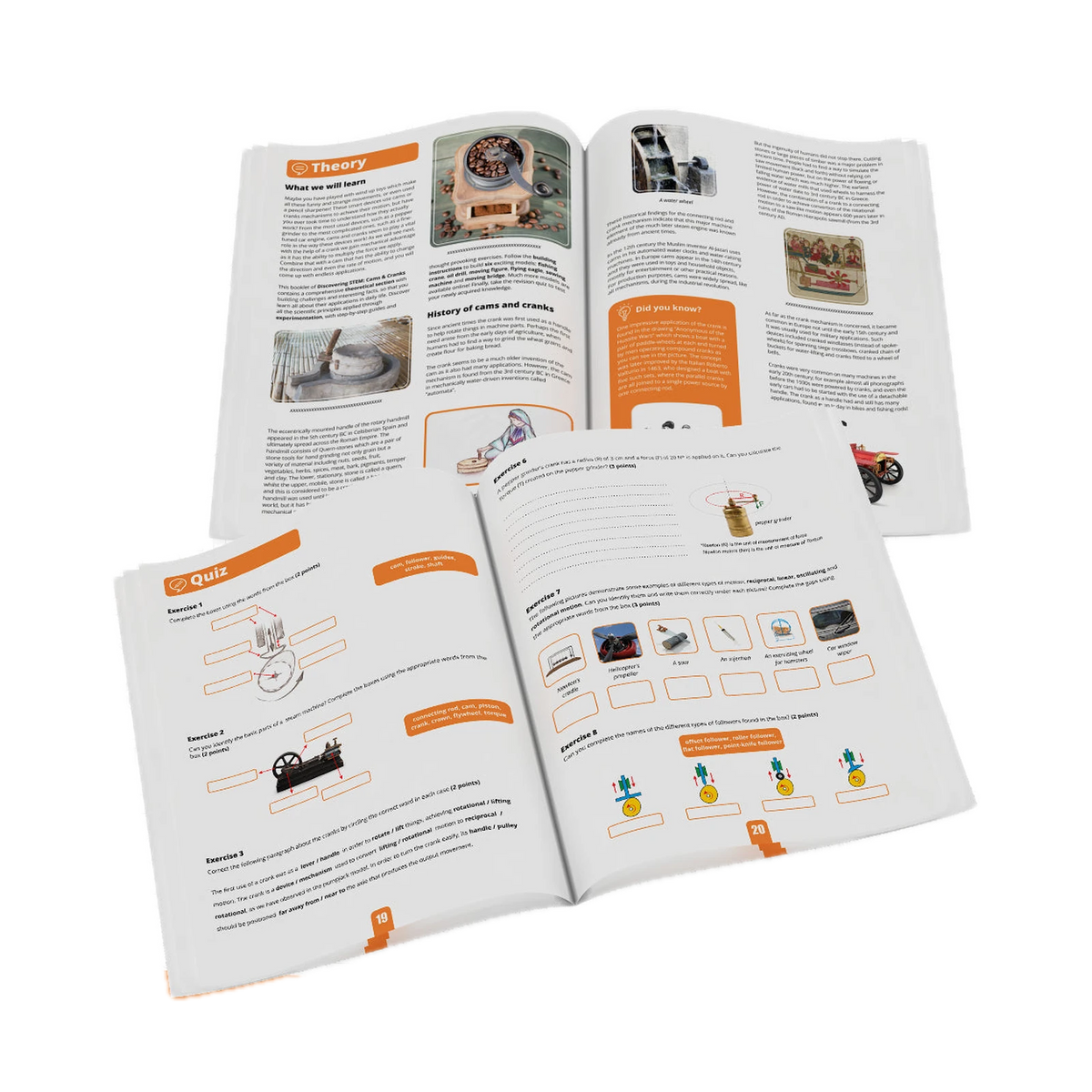 Engino Cams & Cranks STEM04, learning booklet pages