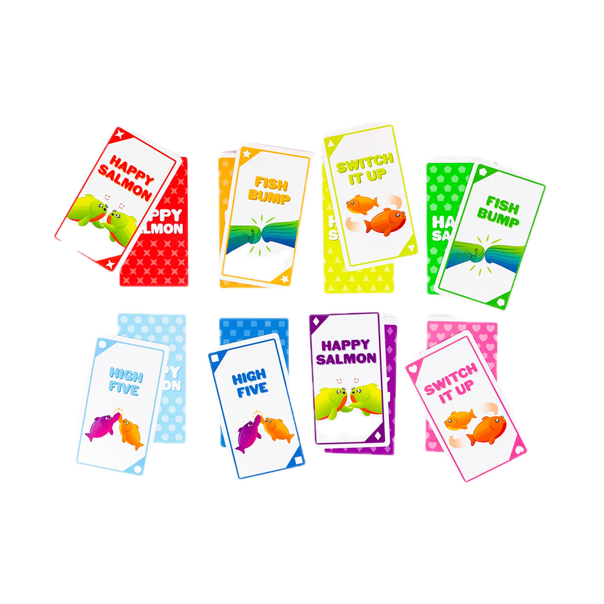 Exploding Kittens Happy Salmon, action cards laid out