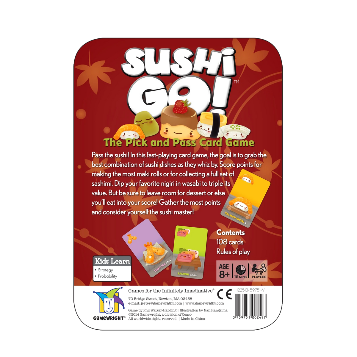 Gamewright Sushi Go!, box back