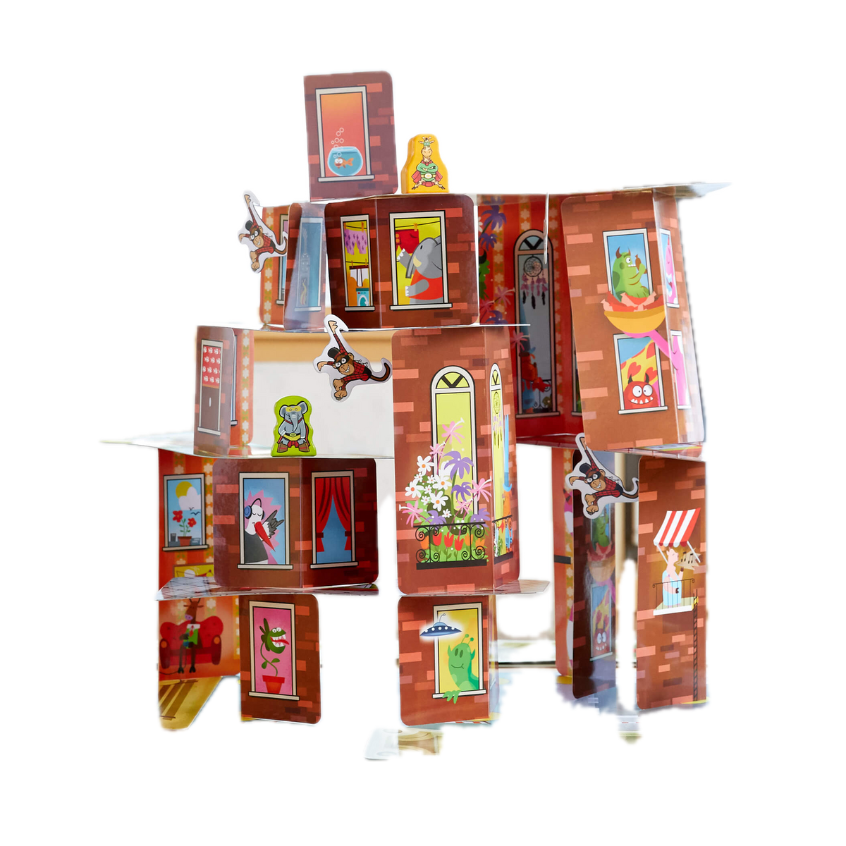 HABA Rhino Hero Super Battle Stacking Game, built tower with heroes