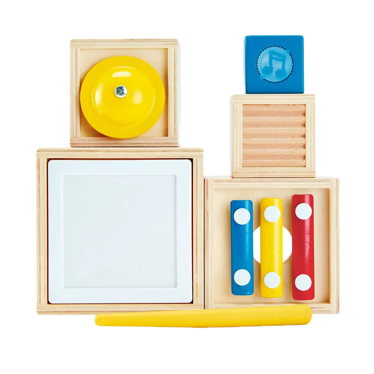 Hape Stacking Music Set E0336, blocks arranged low
