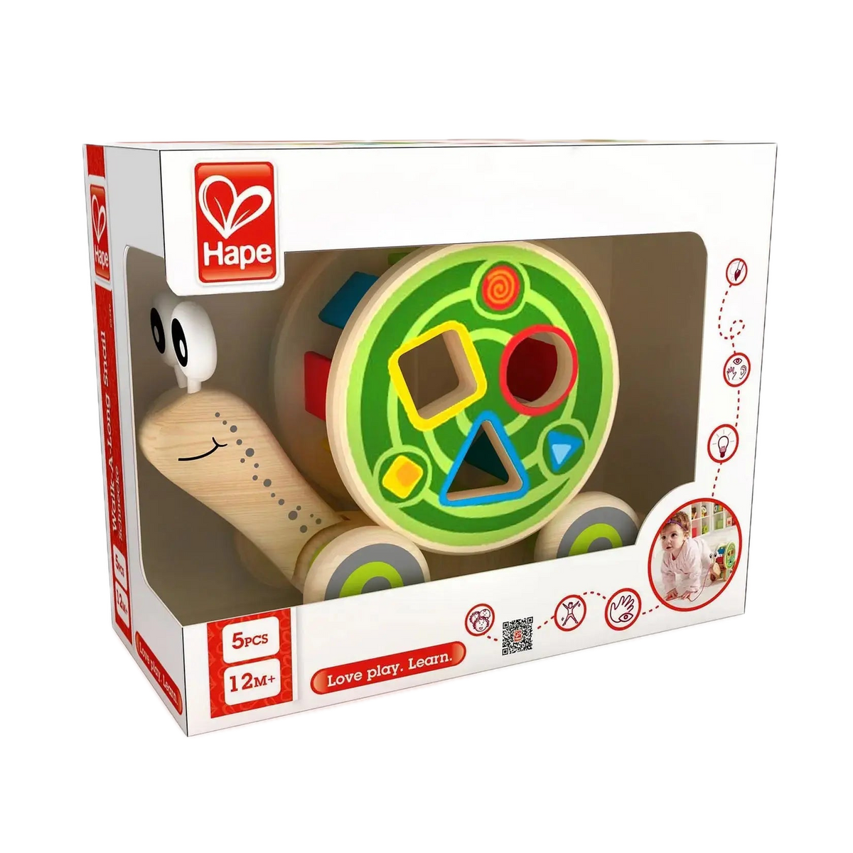 Hape Walk-A-Long Snail E0349, snail in its box