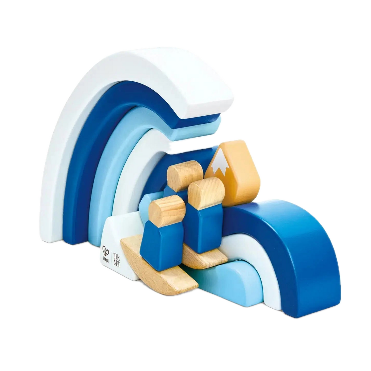 Hape x The Met Hokusai Great Wave Blocks Set E0537, stacked wave arches