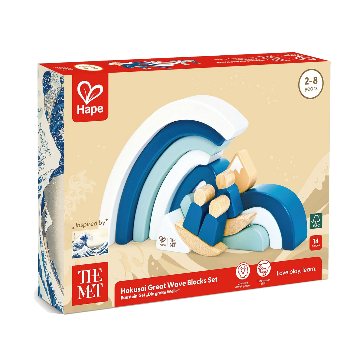 Hape x The Met Hokusai Great Wave Blocks Set E0537, box front