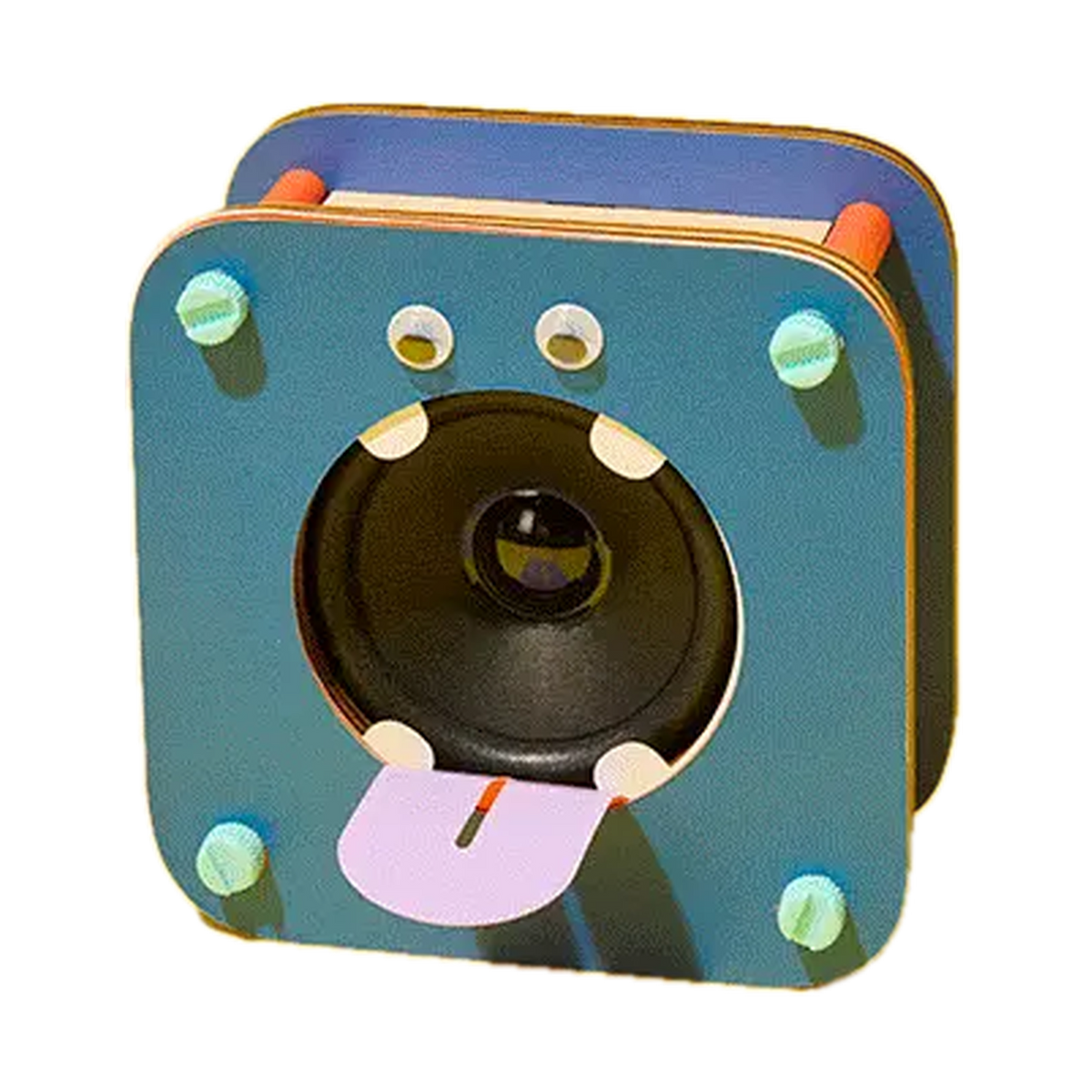 KiwiCo Silly Speaker, finished speaker with blue face