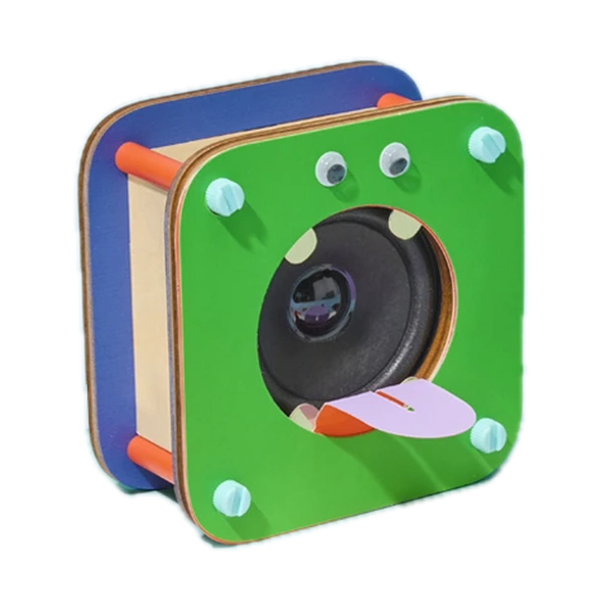KiwiCo Silly Speaker, finished speaker with green face