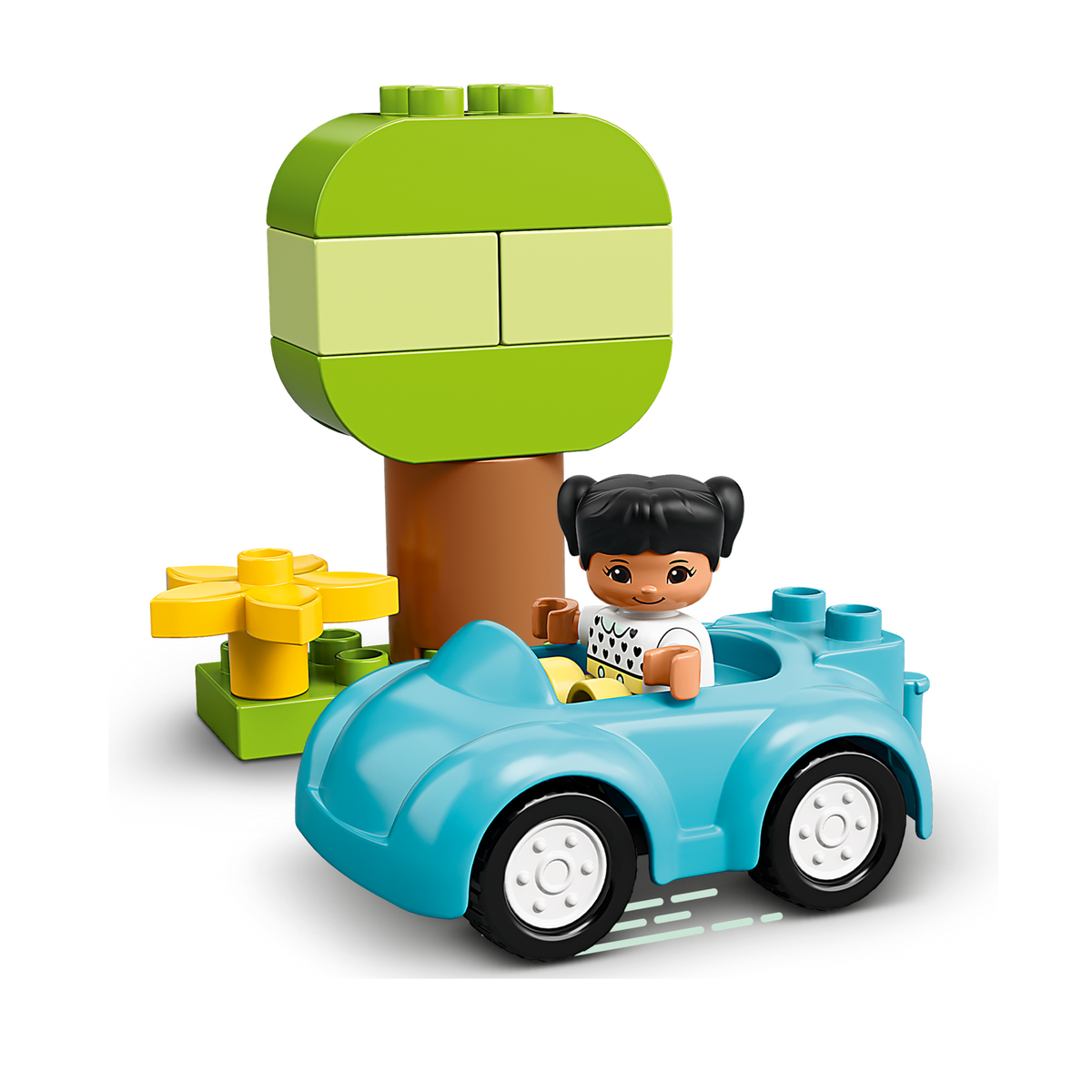 LEGO DUPLO Brick Box 10913, figure driving the car under a tree