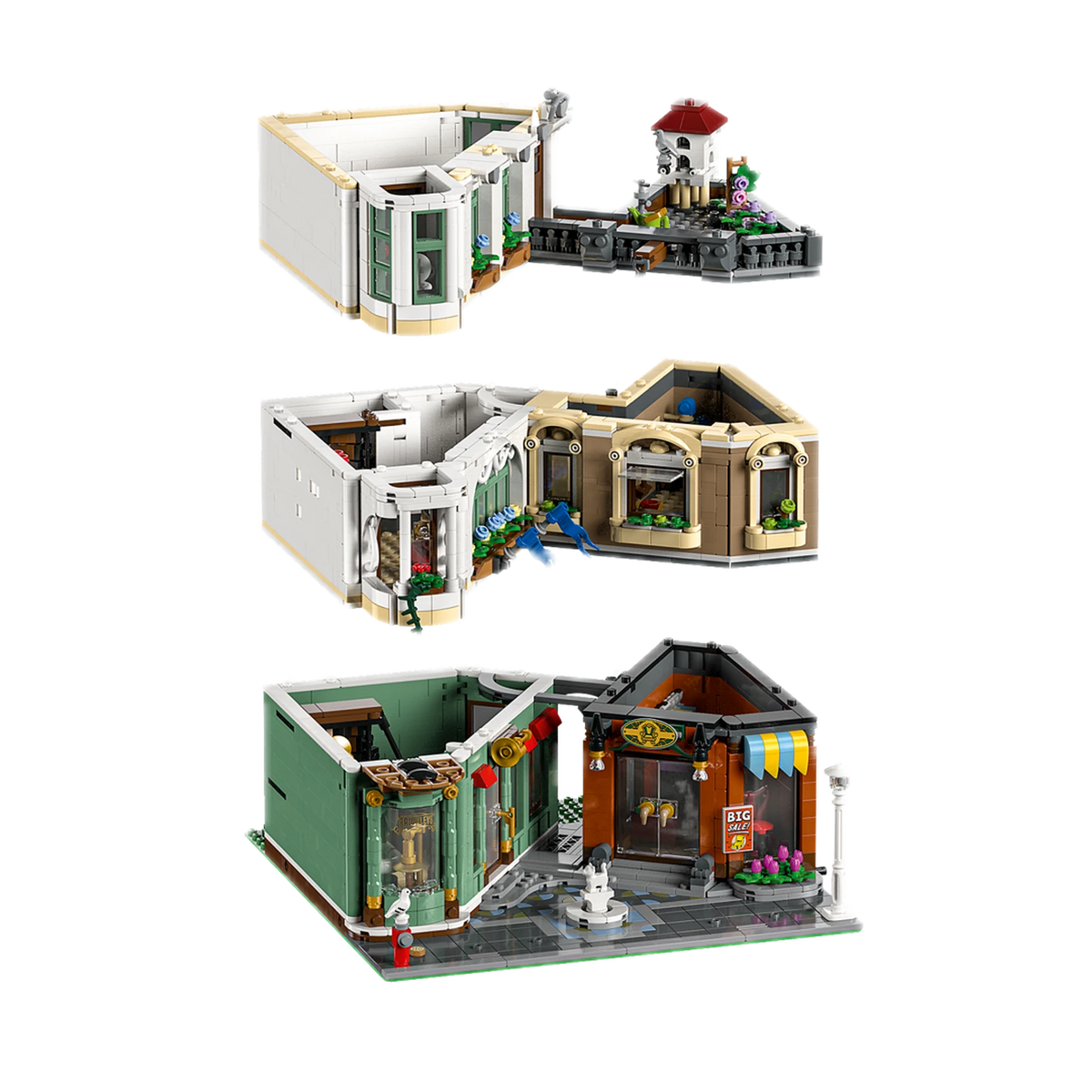 LEGO Icons Shopping Street 11371, floors lifted apart