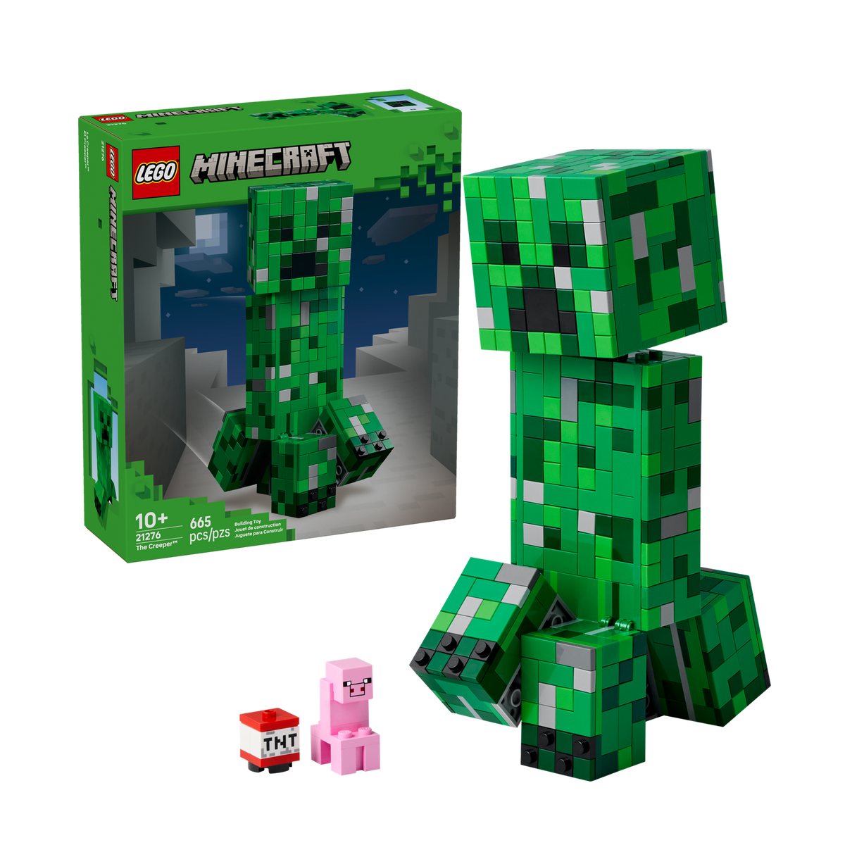 LEGO Minecraft The Creeper 21276, box front with the built figure
