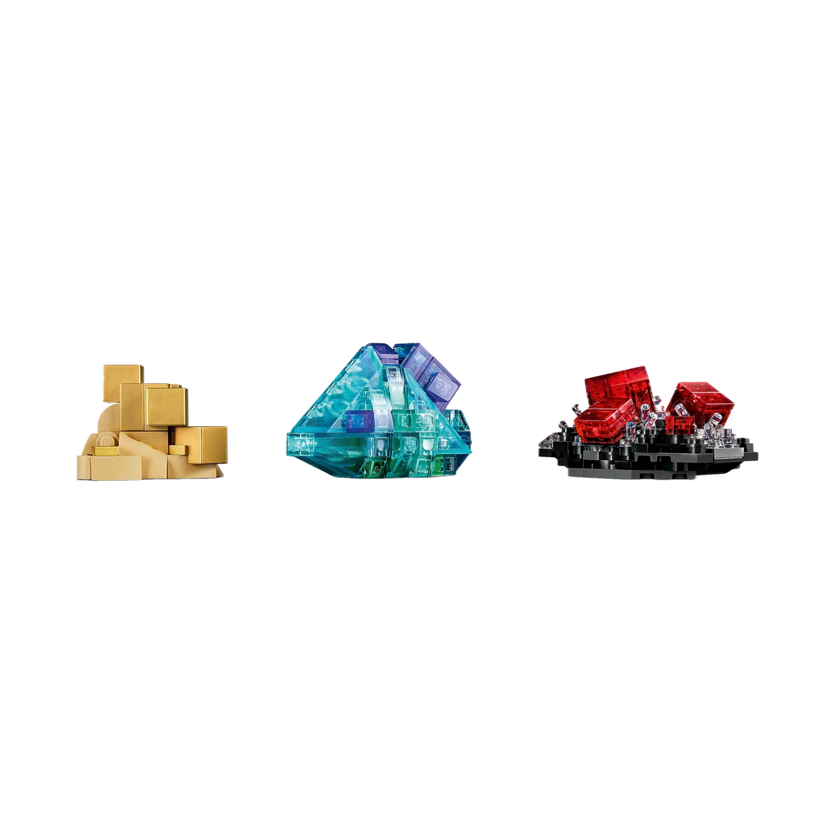 LEGO Ideas Mineral Collection 21362, mineral builds close-up