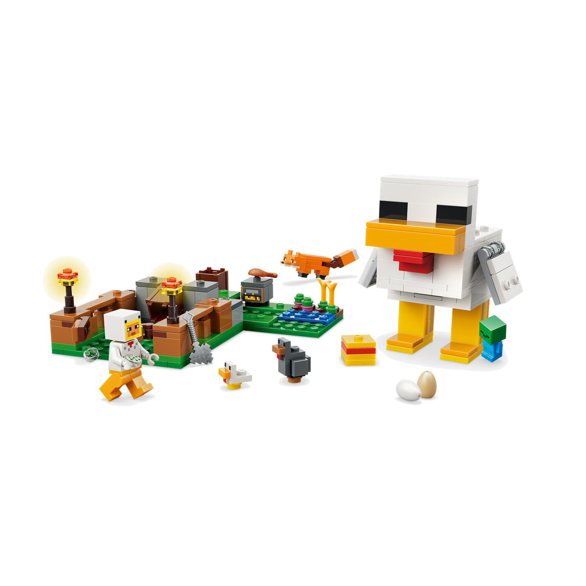 LEGO Minecraft The Chicken Farm 21585, coop with the pen and accessories