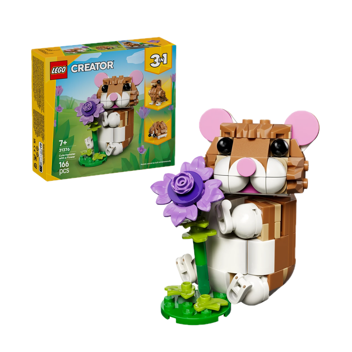 LEGO Creator 3in1 Cute Hamster with a Flower 31376, box and model