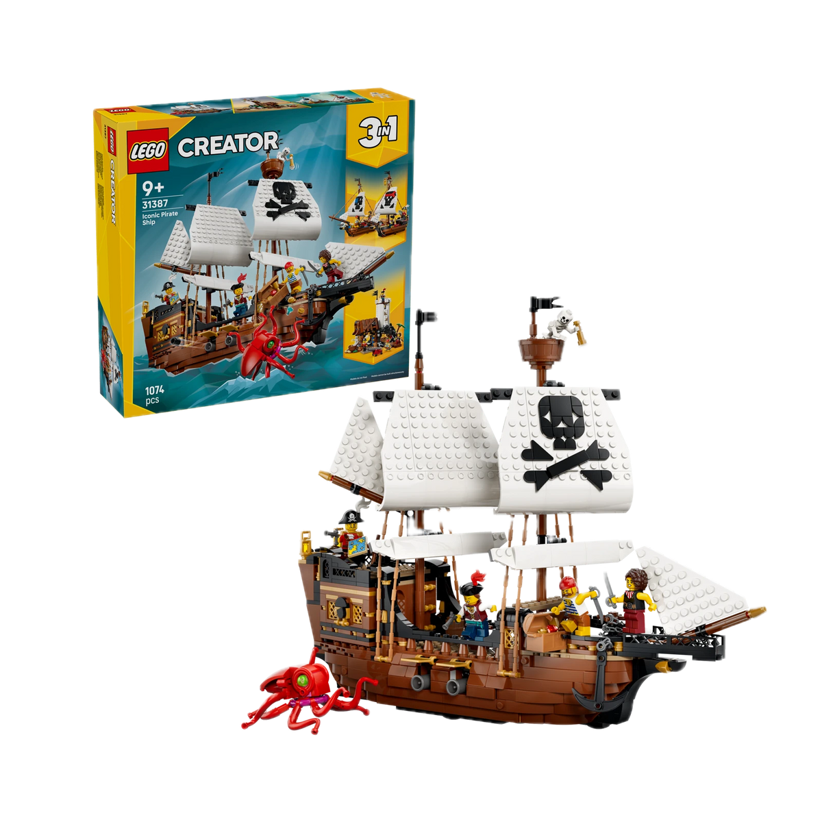 LEGO Creator 3in1 Iconic Pirate Ship 31387, box and model
