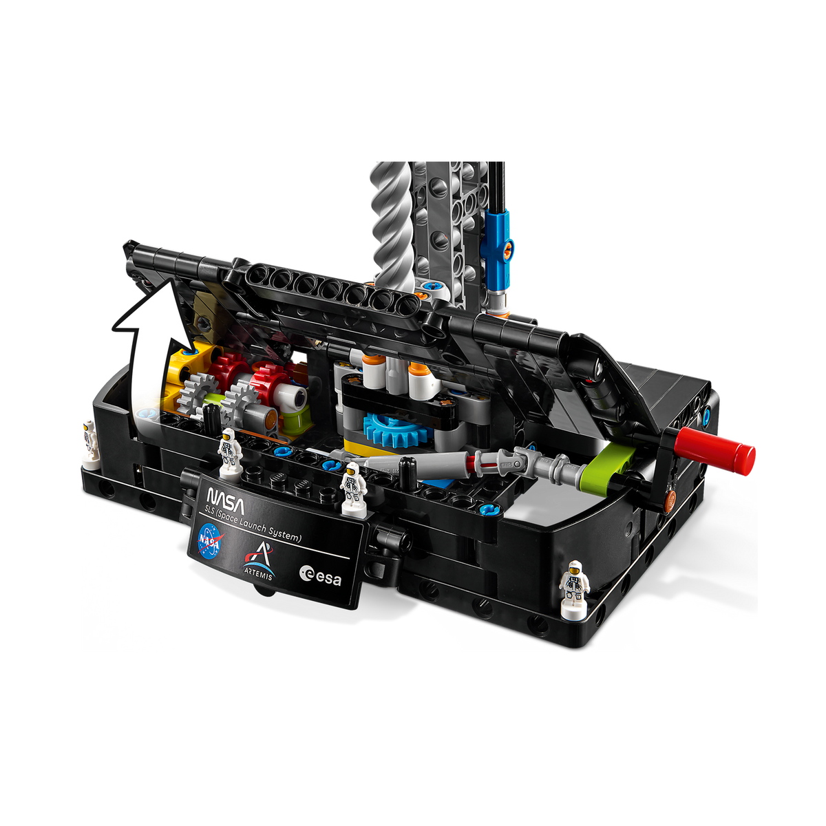 LEGO Technic NASA Artemis Space Launch System Rocket 42221, base with the gearbox cover open