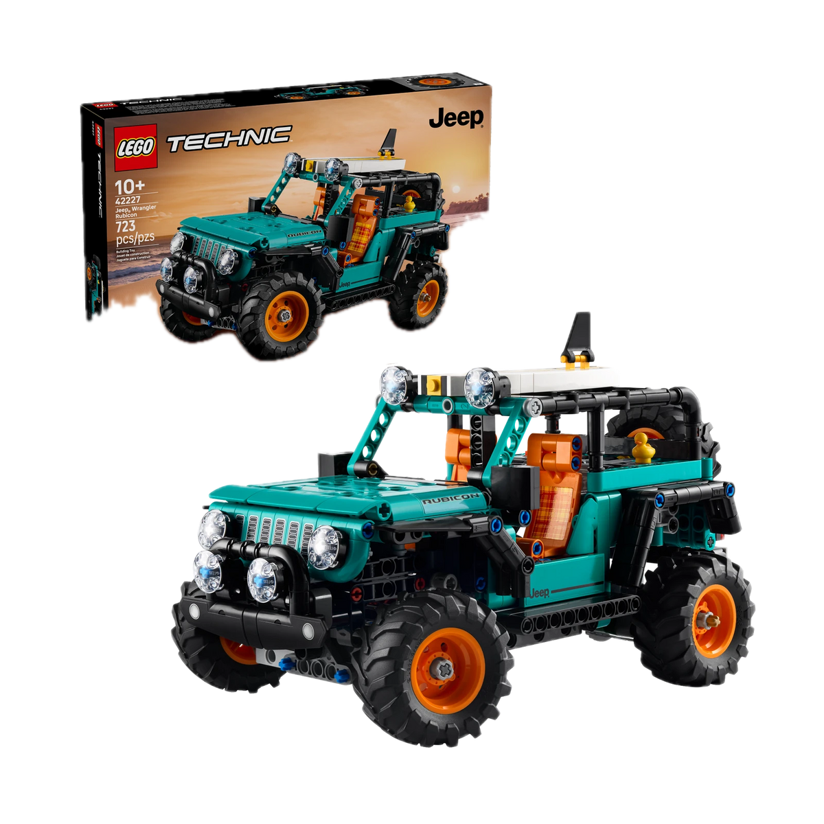 LEGO Technic Jeep Wrangler Rubicon 42227, box and built model