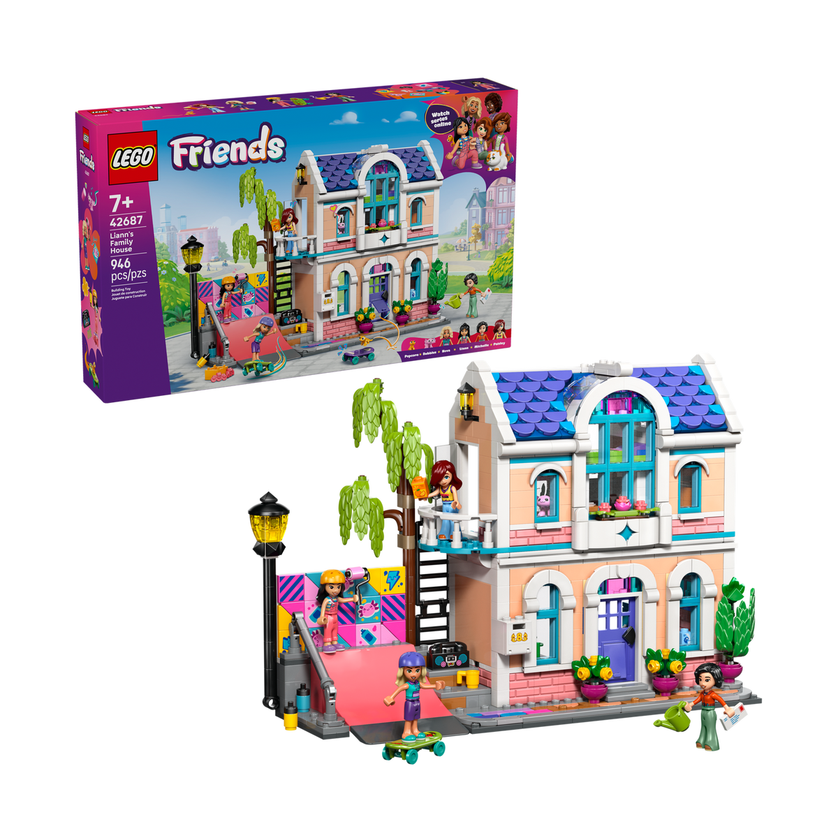 LEGO Friends Liann’s Family House 42687, box front with the built house