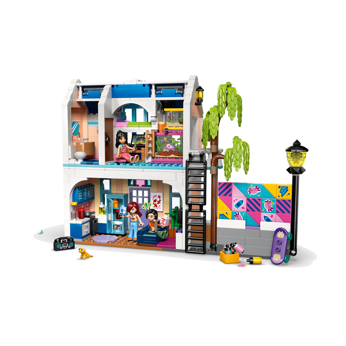 LEGO Friends Liann’s Family House 42687, open back showing the rooms