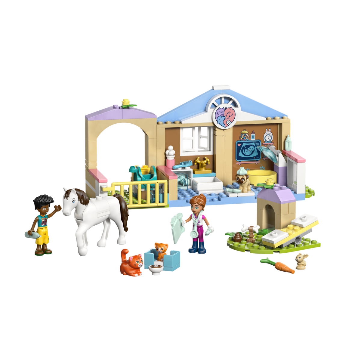 LEGO Friends Animal Vet Clinic 42696, vet clinic with stable, minidolls and animals