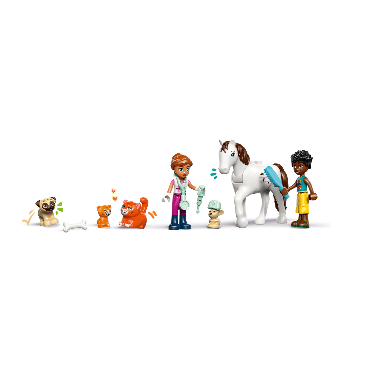 LEGO Friends Animal Vet Clinic 42696, minidolls with horse, dog, bunny and cats
