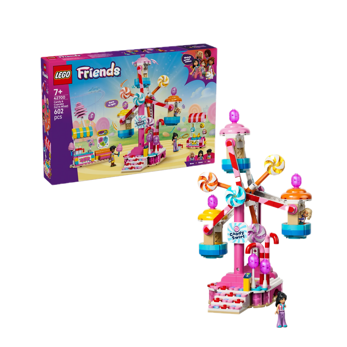 LEGO Friends Candy & Cupcake Ferris Wheel 42700, box and model