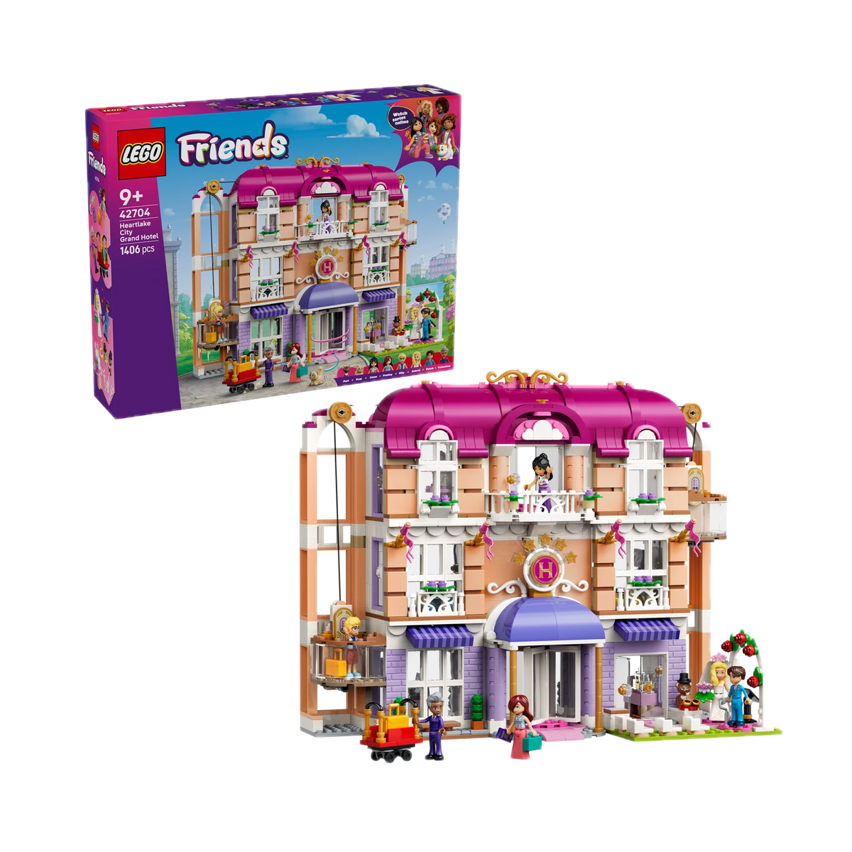 LEGO Friends Heartlake City Grand Hotel 42704, box and model