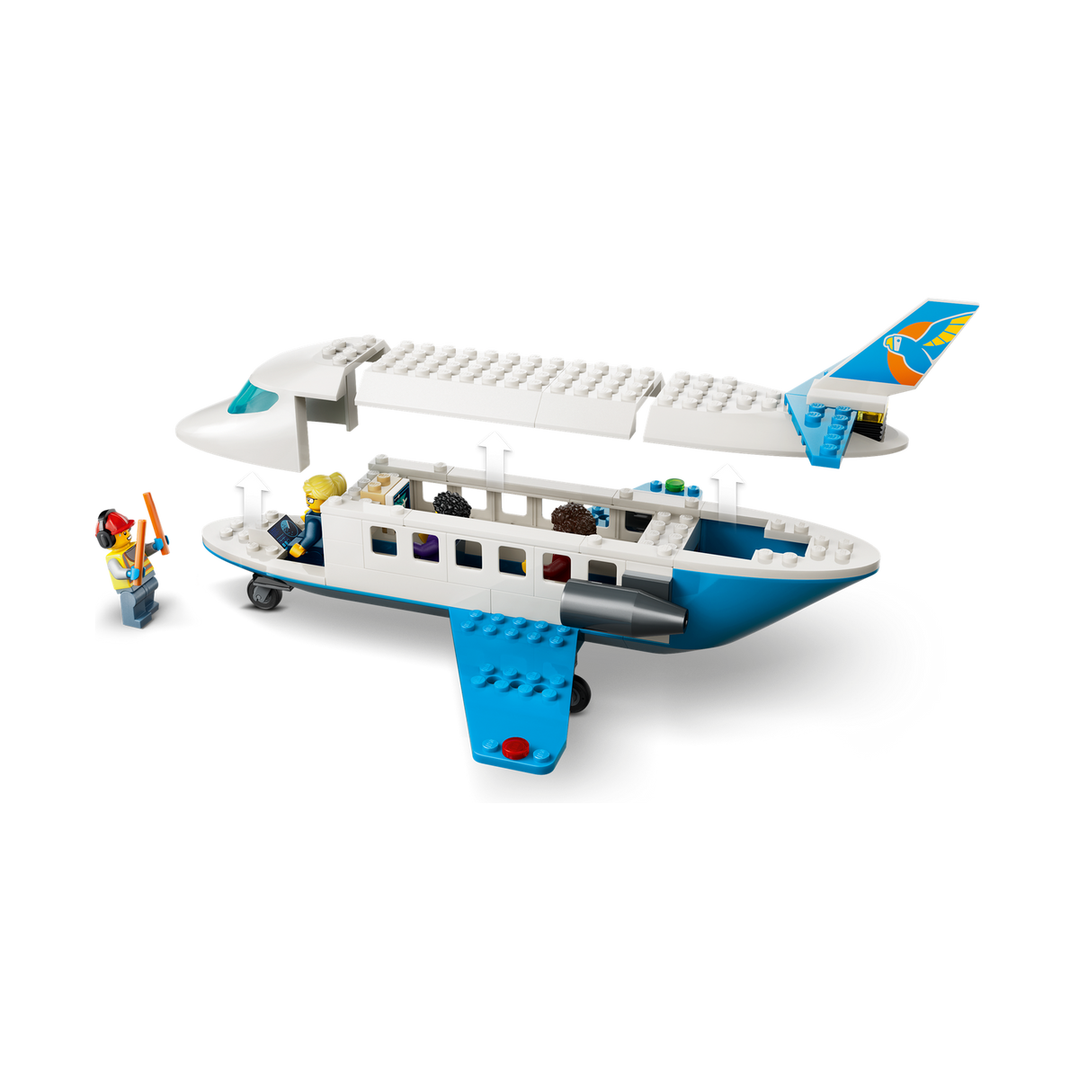 LEGO City Passenger Jet 60492, jet with the cabin roof opened