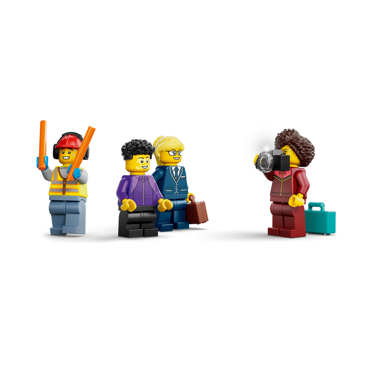LEGO City Passenger Jet 60492, pilot, passengers and ground worker minifigures