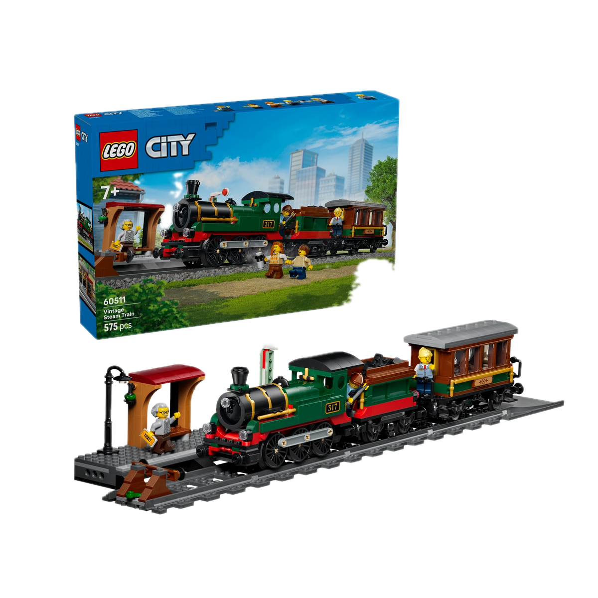 LEGO City Vintage Steam Train 60511, box and model