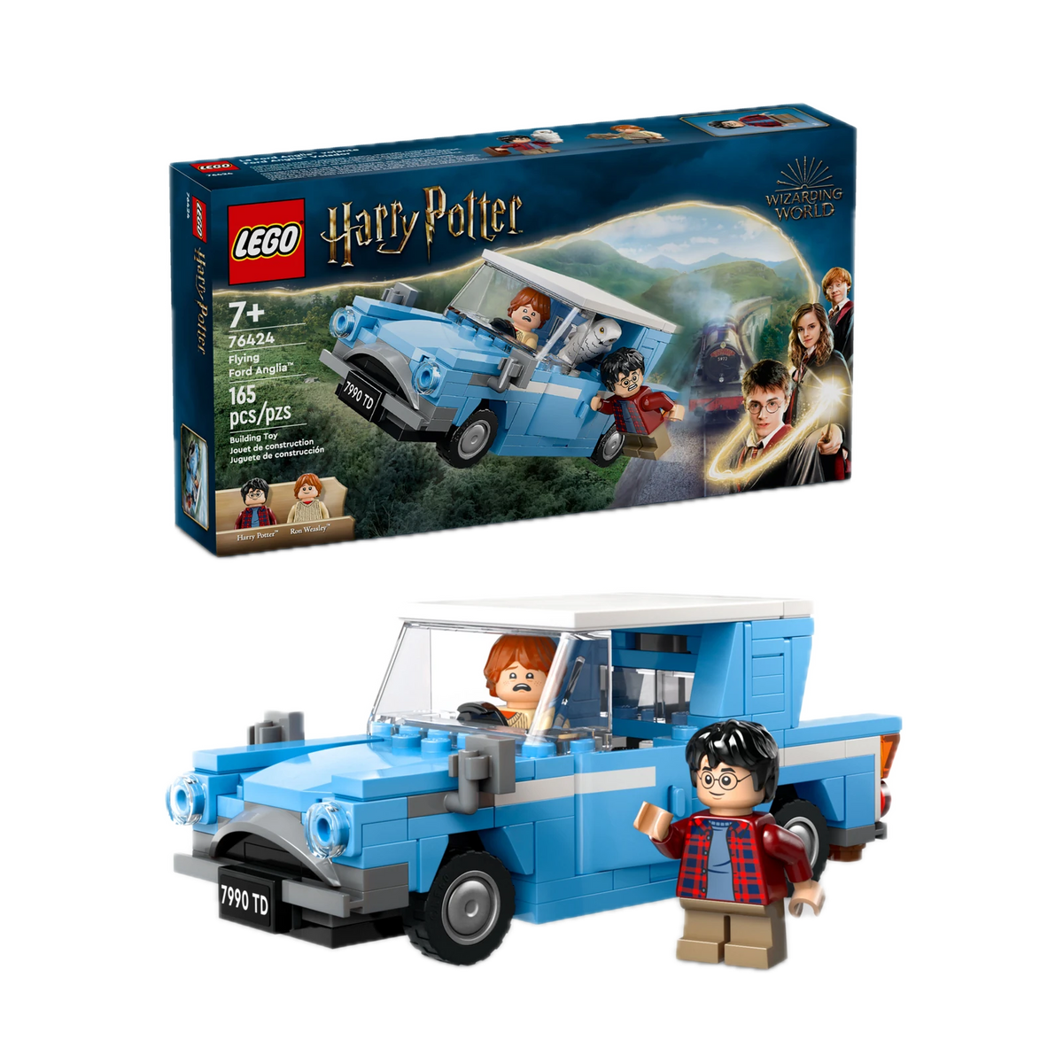 LEGO Harry Potter Flying Ford Anglia 76424, box and model